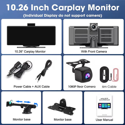Universal 10.26 Inch Car Radio Multimedia WIFI Video Player Wireless Carplay & Android Auto for Apple or Android MP5 Player