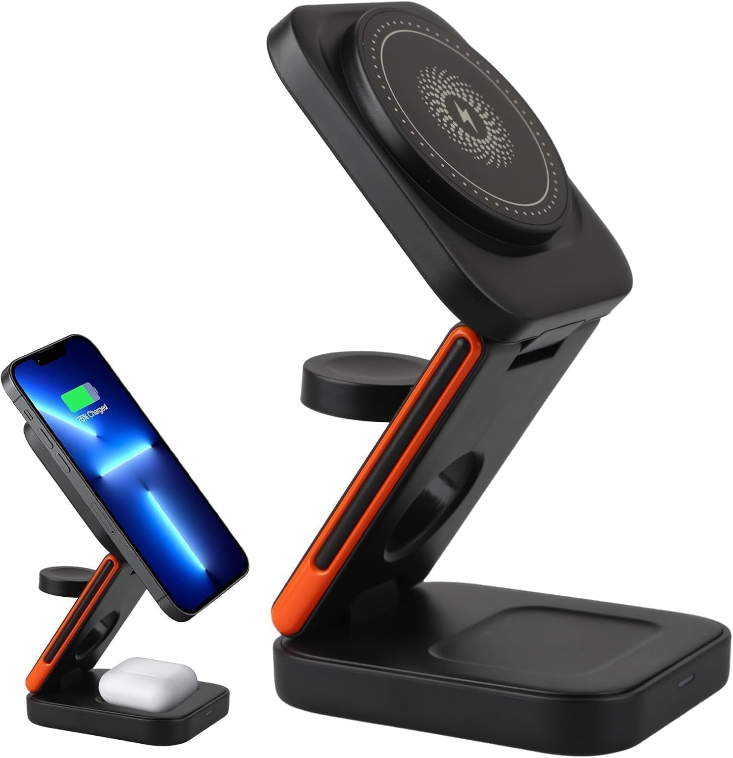 3-En-1 Chargeur Sans Fil Pliable 15W Compatible Avec Iphone 17/16/15 Watch