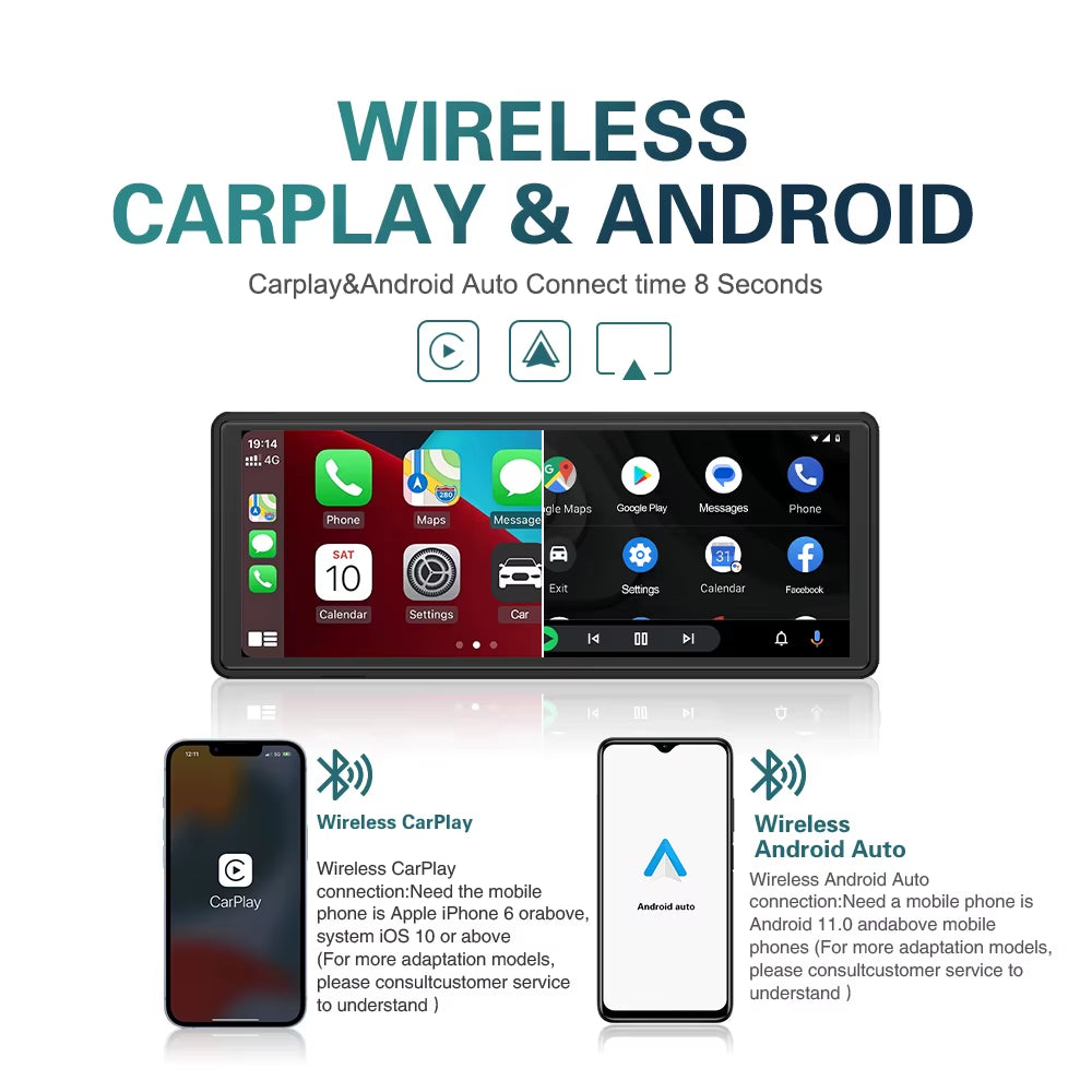Universal 10.26 Inch Car Radio Multimedia WIFI Video Player Wireless Carplay & Android Auto for Apple or Android MP5 Player