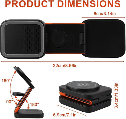3-En-1 Chargeur Sans Fil Pliable 15W Compatible Avec Iphone 17/16/15 Watch